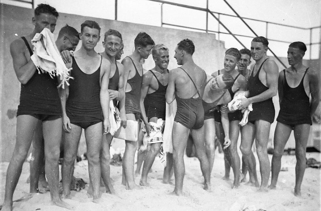 Male surfers at Bondi Beach 1932