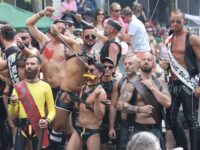 Leathermen on Mr B float at Amsterdam Pride 2015
