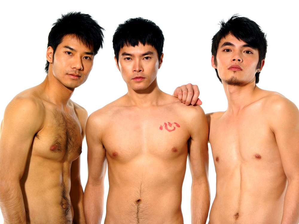 Three sexy shirtless men